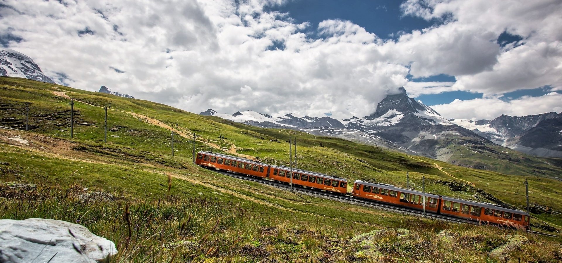 Scenic train in the Swiss Alps